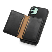 For iPhone 11 Denior Cowhide Texture Leather MagSafe Detachable Wallet Phone Case(Black)