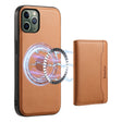 For iPhone 11 Pro Denior Cowhide Texture Leather MagSafe Detachable Wallet Phone Case(Khaki) - iPhone 11 Pro Cases by Denior | Online Shopping South Africa | PMC TechLife | Buy Now Pay Later Mobicred