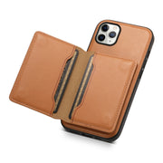 For iPhone 11 Pro Max Denior Cowhide Texture Leather MagSafe Detachable Wallet Phone Case(Khaki)