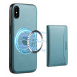 For iPhone X / XS Denior Cowhide Texture Leather MagSafe Detachable Wallet Phone Case(Blue) - More iPhone Cases by Denior | Online Shopping South Africa | PMC TechLife | Buy Now Pay Later Mobicred