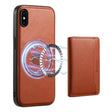 For iPhone X / XS Denior Cowhide Texture Leather MagSafe Detachable Wallet Phone Case(Brown) - More iPhone Cases by Denior | Online Shopping South Africa | PMC TechLife | Buy Now Pay Later Mobicred