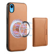 For iPhone XR Denior Cowhide Texture Leather MagSafe Detachable Wallet Phone Case(Khaki) - More iPhone Cases by Denior | Online Shopping South Africa | PMC TechLife | Buy Now Pay Later Mobicred