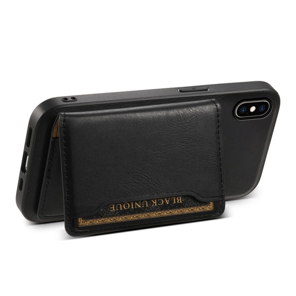 For iPhone XS Max Denior Cowhide Texture Leather MagSafe Detachable Wallet Phone Case(Black)