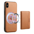 For iPhone XS Max Denior Cowhide Texture Leather MagSafe Detachable Wallet Phone Case(Khaki) - More iPhone Cases by Denior | Online Shopping South Africa | PMC TechLife | Buy Now Pay Later Mobicred