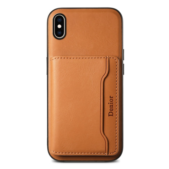 For iPhone XS Max Denior Cowhide Texture Leather MagSafe Detachable Wallet Phone Case(Khaki)