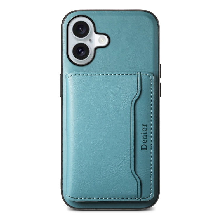 For iPhone 16 Plus Denior Cowhide Texture Leather MagSafe Detachable Wallet Phone Case(Blue)