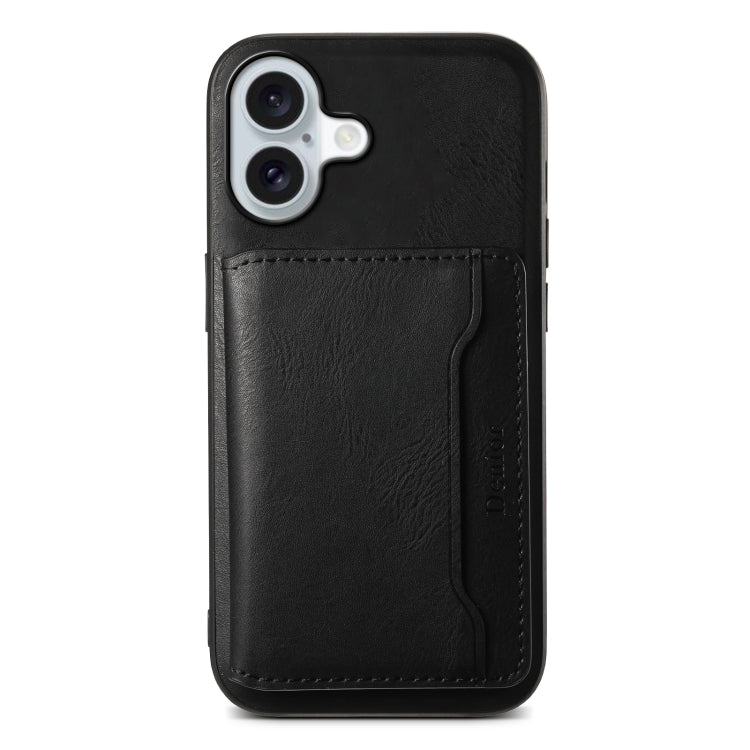 For iPhone 16 Plus Denior Cowhide Texture Leather MagSafe Detachable Wallet Phone Case(Black)