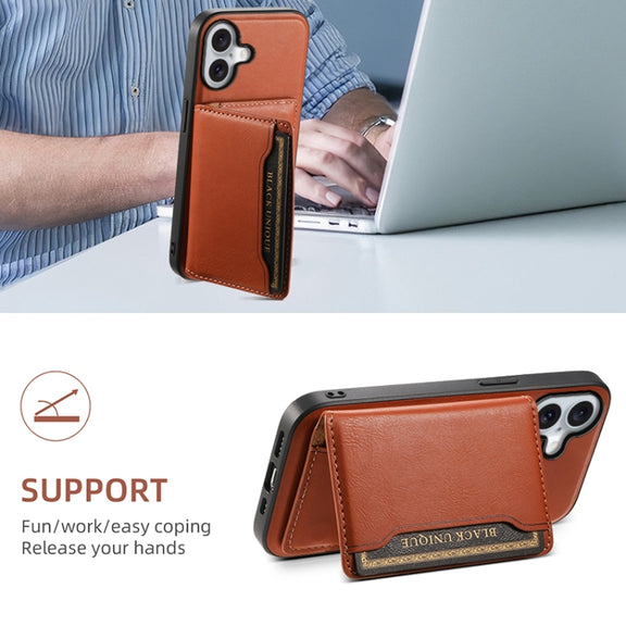 For iPhone 16 Plus Denior Cowhide Texture Leather MagSafe Detachable Wallet Phone Case(Brown)