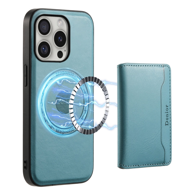 For iPhone 16 Pro Denior Cowhide Texture Leather MagSafe Detachable Wallet Phone Case(Blue) - free shipping - PMC TechLife - Order now!