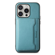 For iPhone 16 Pro Denior Cowhide Texture Leather MagSafe Detachable Wallet Phone Case(Blue)