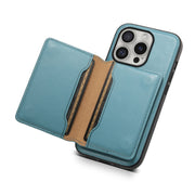 For iPhone 16 Pro Denior Cowhide Texture Leather MagSafe Detachable Wallet Phone Case(Blue)