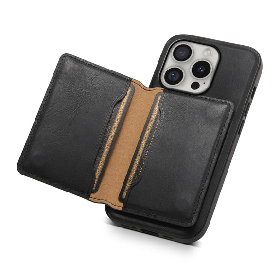 For iPhone 16 Pro Denior Cowhide Texture Leather MagSafe Detachable Wallet Phone Case(Black)