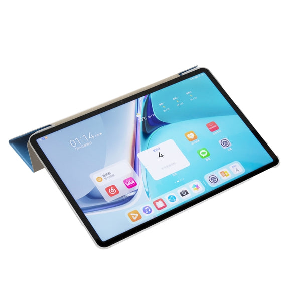 For Huawei MatePad Pro 11 2024 Silk Texture 3-Fold Leather Tablet Case(Dark Blue)