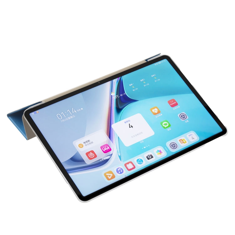 For Huawei MatePad Pro 11 2024 Silk Texture 3-Fold Leather Tablet Case(Dark Blue)