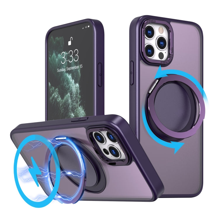 For iPhone 11 Pro 360-degree Rotating MagSafe Magnetic Holder Phone Case(Purple) - iPhone 11 Pro Cases by PMC TechLife | Online Shopping South Africa | PMC TechLife