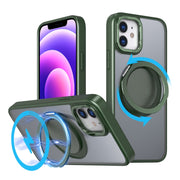 For iPhone 12 360-degree Rotating MagSafe Magnetic Holder Phone Case(Green)