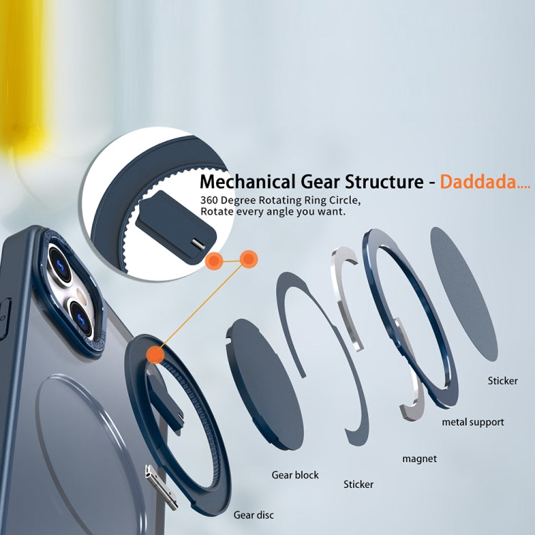 For iPhone 14 Plus 360-degree Rotating MagSafe Magnetic Holder Phone Case(Navy Blue) - iPhone 14 Plus Cases by PMC TechLife | Online Shopping South Africa | PMC TechLife