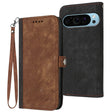 For Google Pixel 9 Pro Side Buckle Double Fold Hand Strap Leather Phone Case(Brown) - Google Cases by PMC TechLife | Online Shopping South Africa | PMC TechLife | Buy Now Pay Later Mobicred