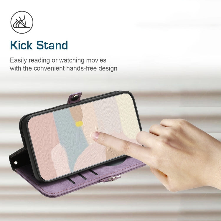 For Google Pixel 9 Pro Side Buckle Double Fold Hand Strap Leather Phone Case(Purple)