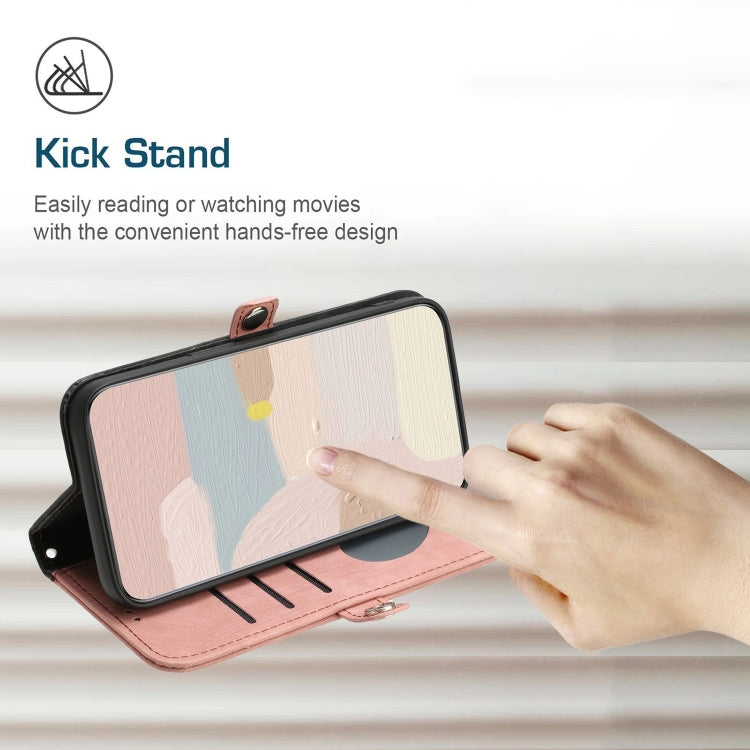 For Google Pixel 9 Pro Side Buckle Double Fold Hand Strap Leather Phone Case(Pink) - Google Cases by PMC TechLife | Online Shopping South Africa | PMC TechLife | Buy Now Pay Later Mobicred