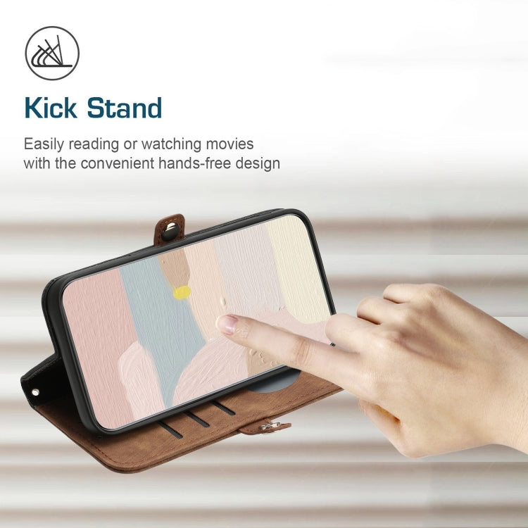 For Google Pixel 9 Side Buckle Double Fold Hand Strap Leather Phone Case(Brown)