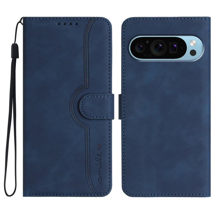 For Google Pixel 9 Pro Heart Pattern Skin Feel Leather Phone Case(Royal Blue) - Google Cases by PMC TechLife | Online Shopping South Africa | PMC TechLife | Buy Now Pay Later Mobicred