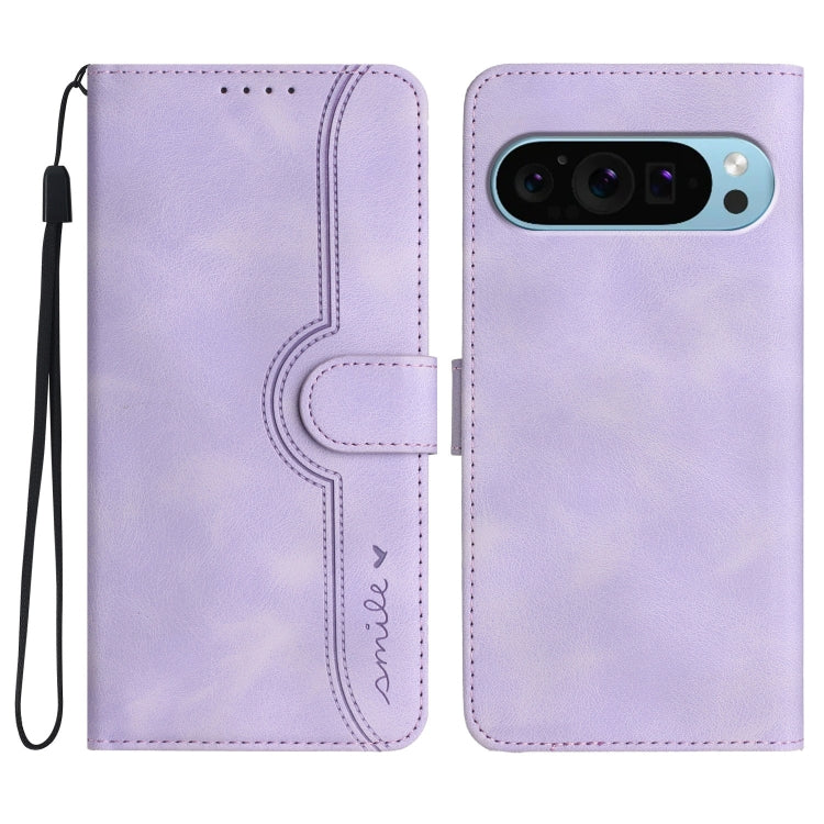 For Google Pixel 9 Pro Heart Pattern Skin Feel Leather Phone Case(Purple) - Google Cases by PMC TechLife | Online Shopping South Africa | PMC TechLife | Buy Now Pay Later Mobicred