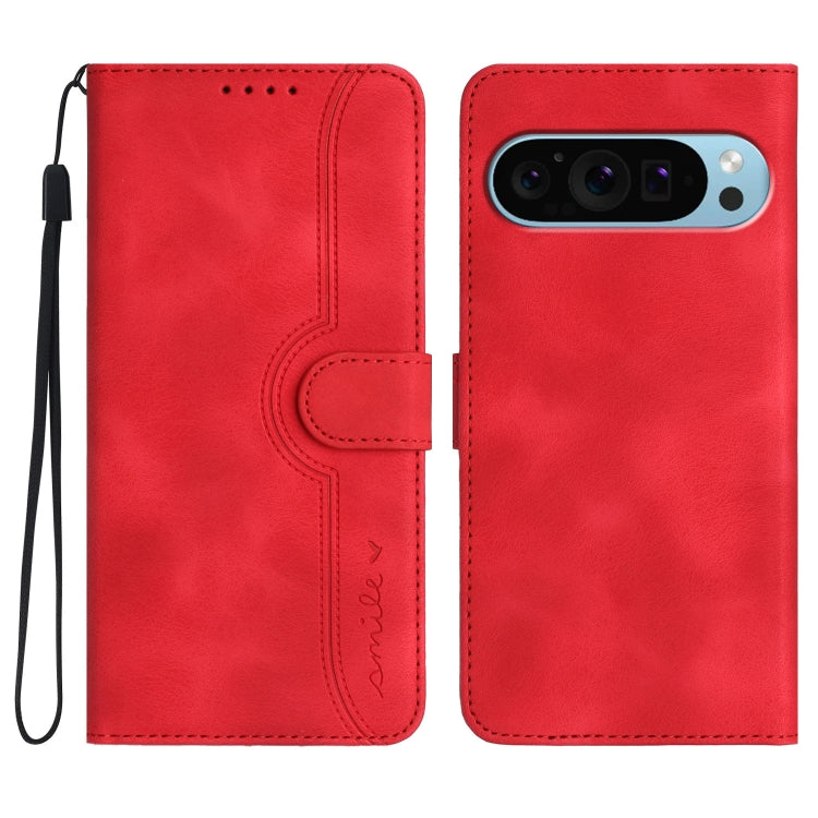 For Google Pixel 9 Heart Pattern Skin Feel Leather Phone Case(Red) - Google Cases by PMC TechLife | Online Shopping South Africa | PMC TechLife | Buy Now Pay Later Mobicred