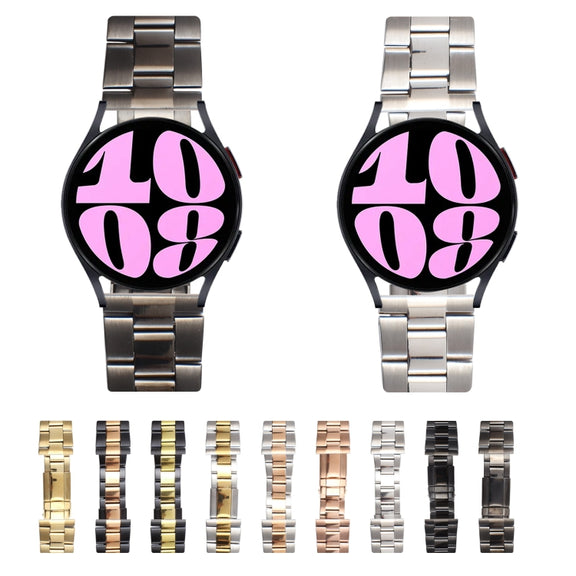 22mm Universal Three-Bead Stainless Steel Watch Band(Silver Rose Gold)