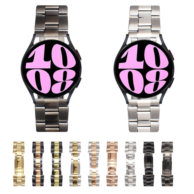 22mm Universal Three-Bead Stainless Steel Watch Band(Rose Gold)