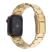 For Apple Watch SE 2023 40mm Three-Bead Stainless Steel Watch Band(Gold)