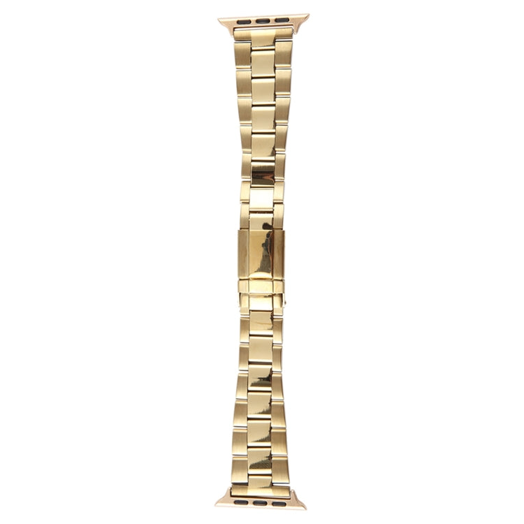 For Apple Watch SE 2023 40mm Three-Bead Stainless Steel Watch Band(Gold)