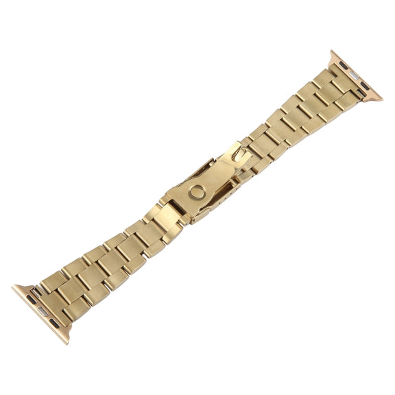 For Apple Watch SE 2023 40mm Three-Bead Stainless Steel Watch Band(Gold)