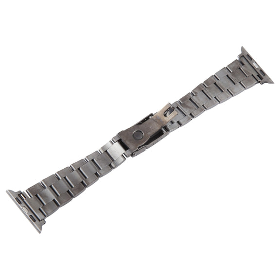 For Apple Watch SE 2023 40mm Three-Bead Stainless Steel Watch Band(Gun Color)