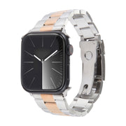 For Apple Watch SE 2023 40mm Three-Bead Stainless Steel Watch Band(Silver Rose Gold)