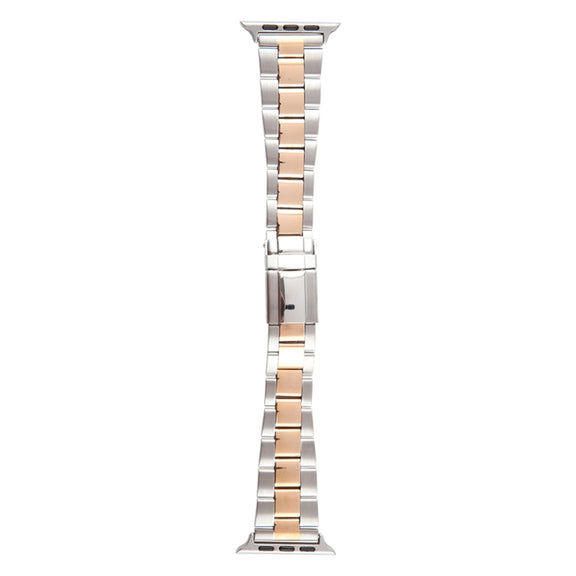 For Apple Watch SE 2023 40mm Three-Bead Stainless Steel Watch Band(Silver Rose Gold)