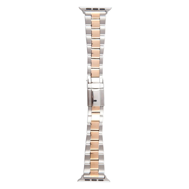 For Apple Watch SE 2023 40mm Three-Bead Stainless Steel Watch Band(Silver Rose Gold)