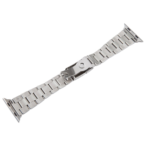 For Apple Watch SE 2023 40mm Three-Bead Stainless Steel Watch Band(Silver Rose Gold)