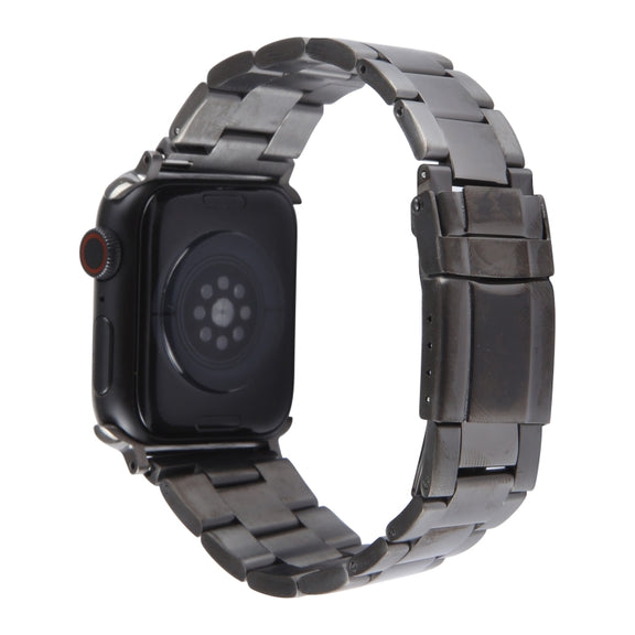 For Apple Watch Ultra 2 49mm Three-Bead Stainless Steel Watch Band(Gun Color)