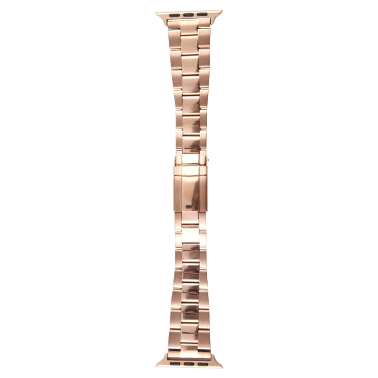 For Apple Watch Ultra 49mm Three-Bead Stainless Steel Watch Band(Rose Gold)