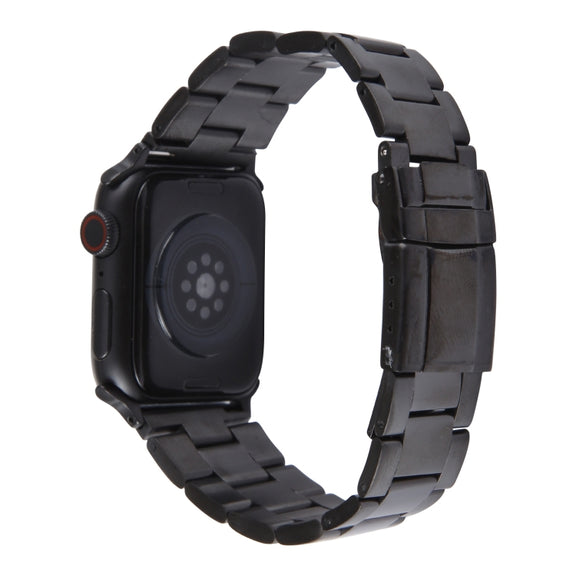 For Apple Watch Series 7 41mm Three-Bead Stainless Steel Watch Band(Black)