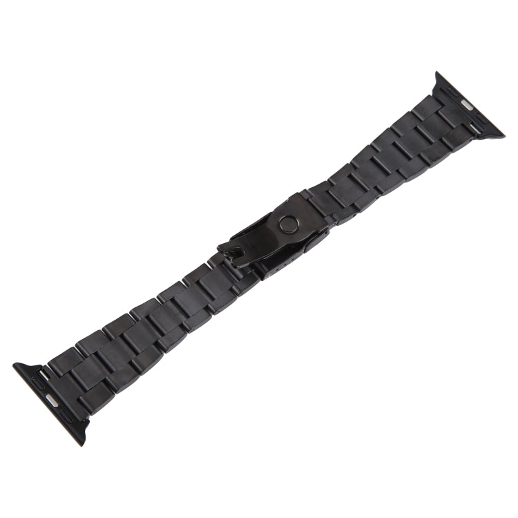 For Apple Watch Series 7 41mm Three-Bead Stainless Steel Watch Band(Black)