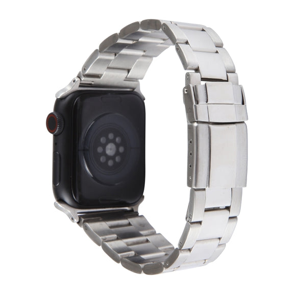 For Apple Watch Series 7 41mm Three-Bead Stainless Steel Watch Band(Silver)