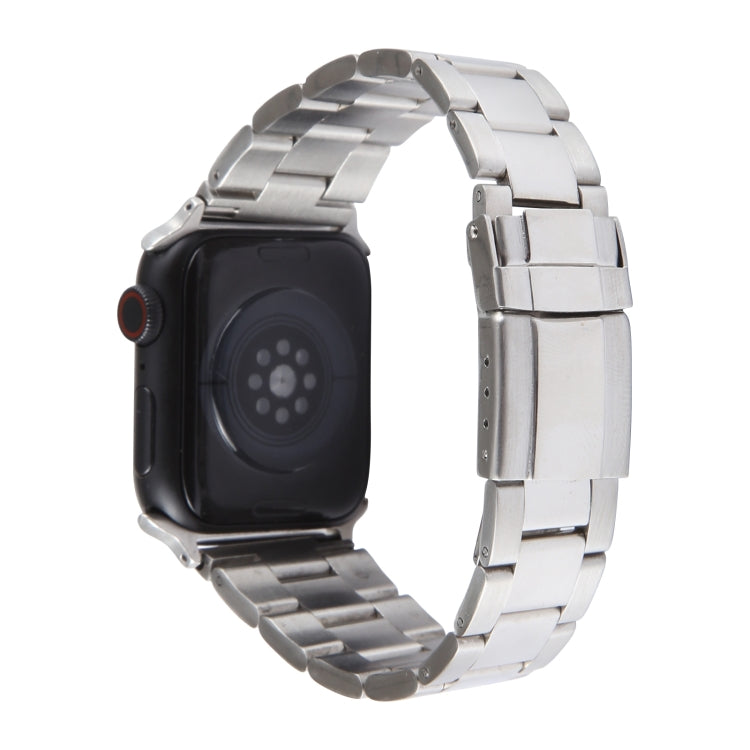 For Apple Watch Series 7 41mm Three-Bead Stainless Steel Watch Band(Silver)