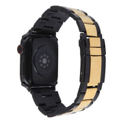 For Apple Watch SE 40mm Three-Bead Stainless Steel Watch Band(Black Gold)