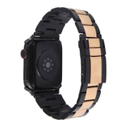 For Apple Watch SE 40mm Three-Bead Stainless Steel Watch Band(Black Rose Gold)