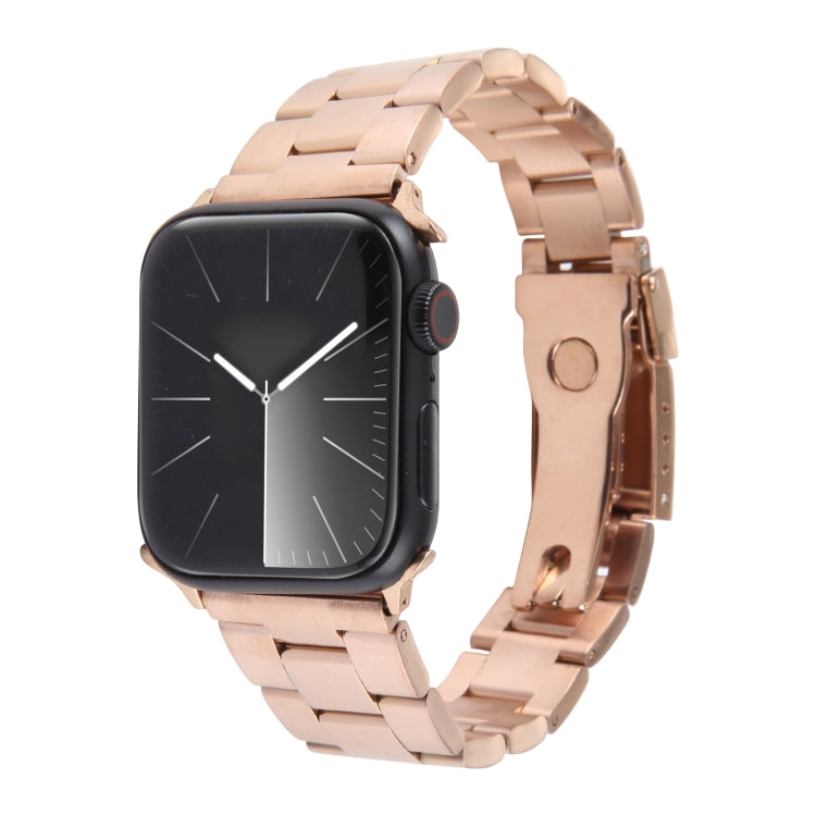 For Apple Watch SE 40mm Three-Bead Stainless Steel Watch Band(Rose Gold) - free shipping - PMC TechLife - Order now!