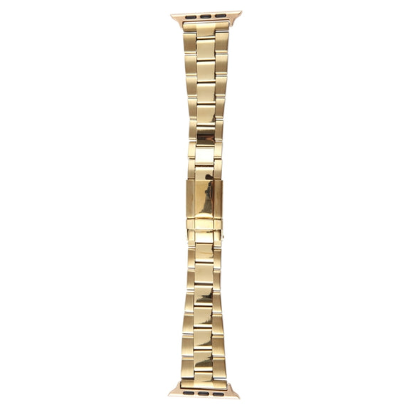 For Apple Watch Series 6 40mm Three-Bead Stainless Steel Watch Band(Gold)
