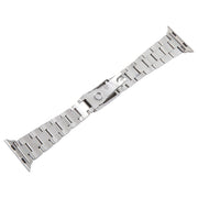 For Apple Watch Series 6 44mm Three-Bead Stainless Steel Watch Band(Silver Gold)