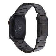 For Apple Watch Series 3 38mm Three-Bead Stainless Steel Watch Band(Black)